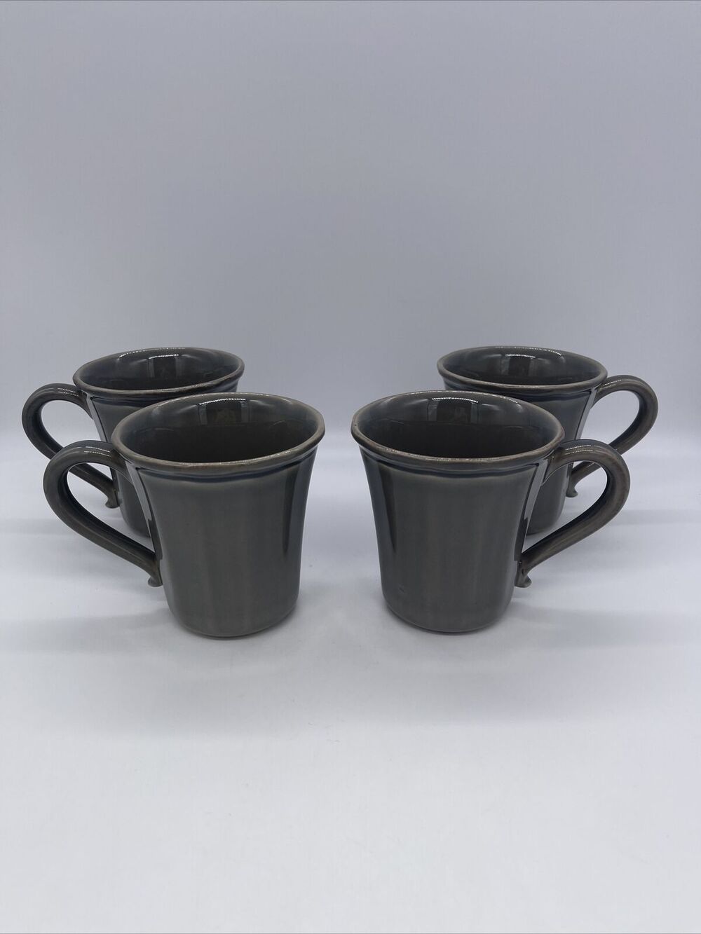 Pottery Barn Gray Coffee Mugs Made In Portugal Set Of 4